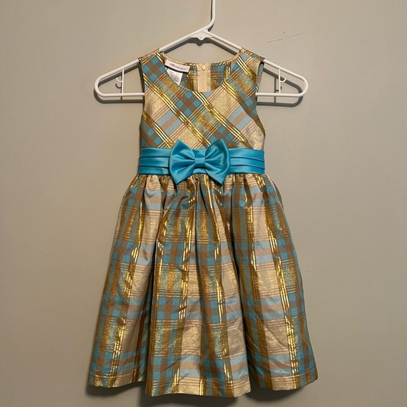 Bonnie Jean Size 6 dress Gold and Teal - Picture 1 of 5